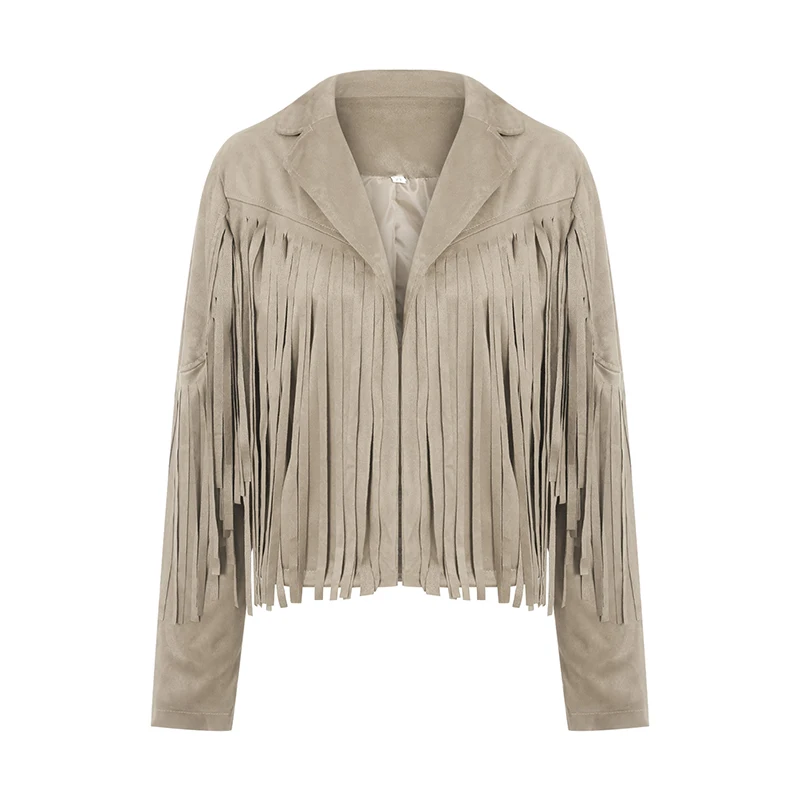 Women's Tassel Lapel ort Jaet Pure Color Flip Collar ort Outerwear Ele Faionable And Comfortable to Wear
Women's Tassel Lapel ort Jaet Pure Color Flip Collar ort Outerwear Ele Faionable And Comfortable to Wear