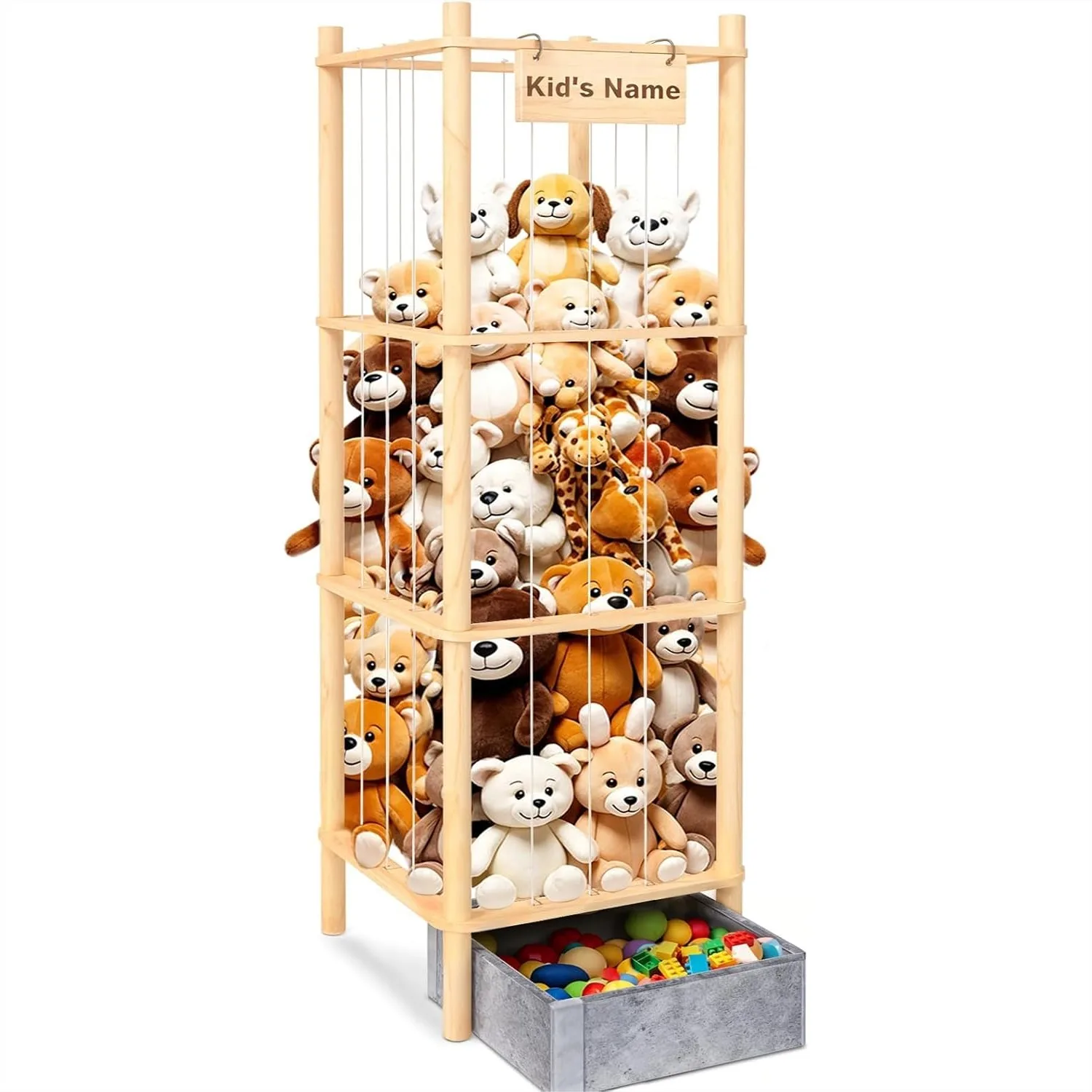 Large Wooden Stuffed Animal Storage with Toy Tray, 57In Plushie Organizer for Kids Rooms
Large Wooden Stuffed Animal Storage with Toy Tray, 57In Plushie Organizer for Kids Rooms