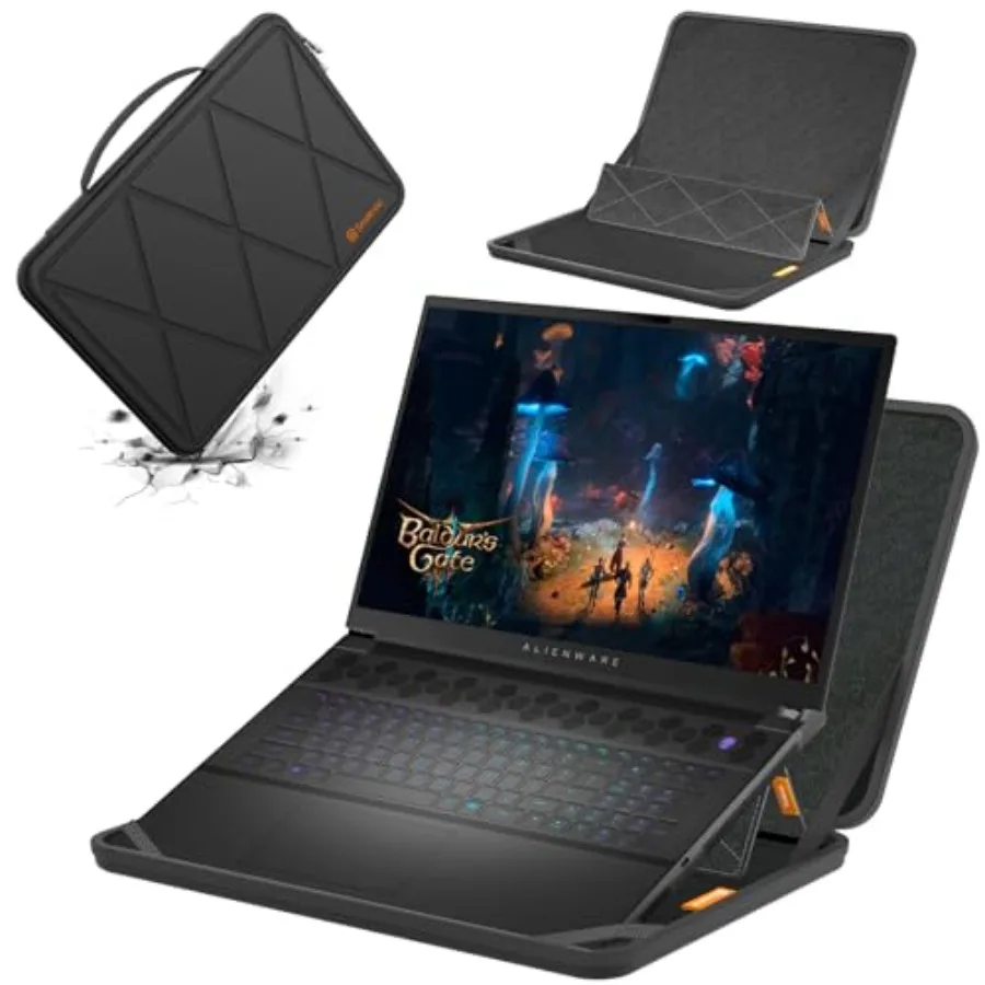 Gaming laptop sleeve for 18 inch DELL Alienware 18/m18 R2, hard EVA material, black, waterproof and stand-enabled protection
Gaming laptop sleeve for 18 inch DELL Alienware 18/m18 R2, hard EVA material, black, waterproof and stand-enabled protection