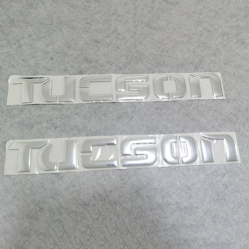 Chrome TUCSON Letter Car Emblem Badge Sticker Decal for Hyundai Tucson Front Rear Bumper Trunk Exterior Modification Accessory