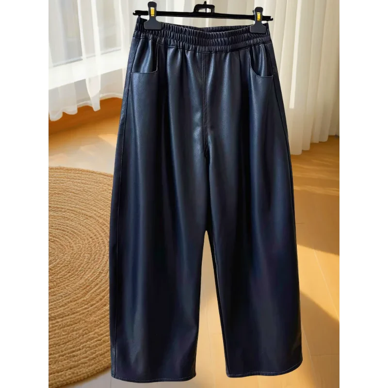 Women's k Brown Faux Leather Wide Leg Pants High Waist Elastic Waist Casual Trousers
Women's k Brown Faux Leather Wide Leg Pants High Waist Elastic Waist Casual Trousers