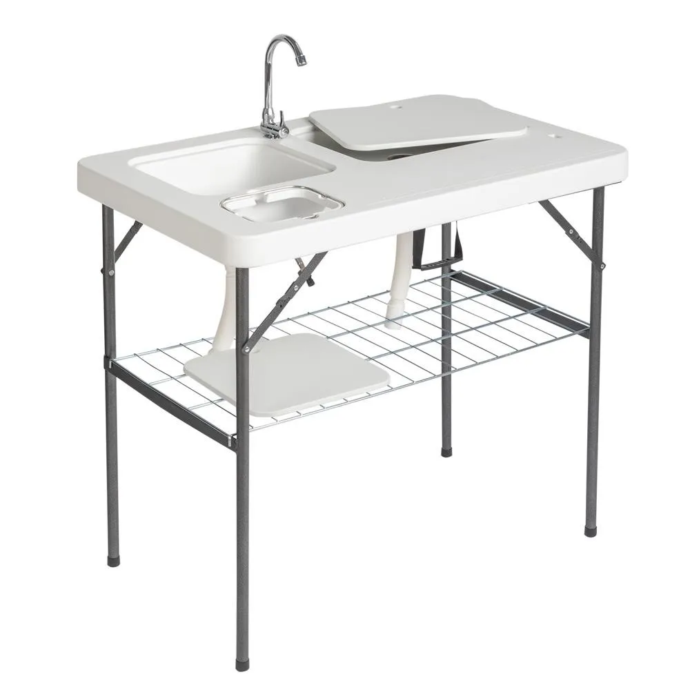 Folding Fish Cleaning Table with 2 Sink Camping Table with Grid Rack & Sprayer
Folding Fish Cleaning Table with 2 Sink Camping Table with Grid Rack & Sprayer