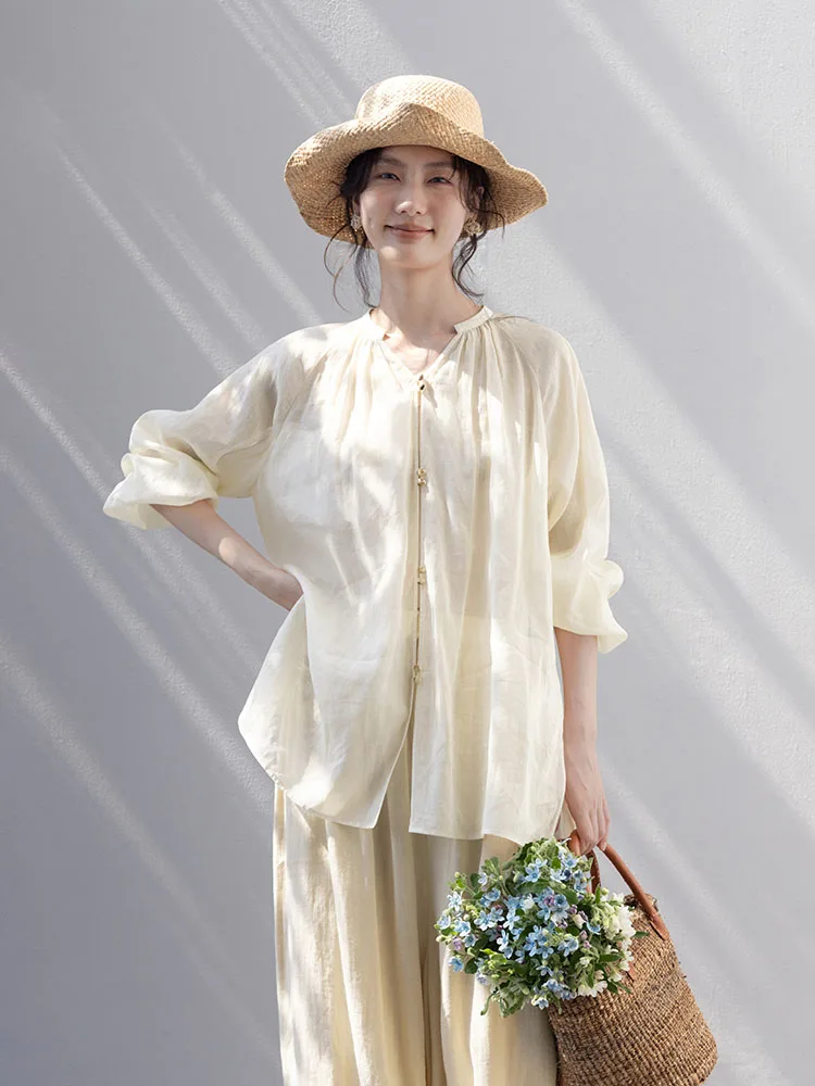 New Leaf Collection 100% Flax Ultra-Thin Summer Transparent Long Sleeve Cover up Shirt Light Beige Casual Loose Fit Women's S...
New Leaf Collection 100% Flax Ultra-Thin Summer Transparent Long Sleeve Cover up Shirt Light Beige Casual Loose Fit Women's S...