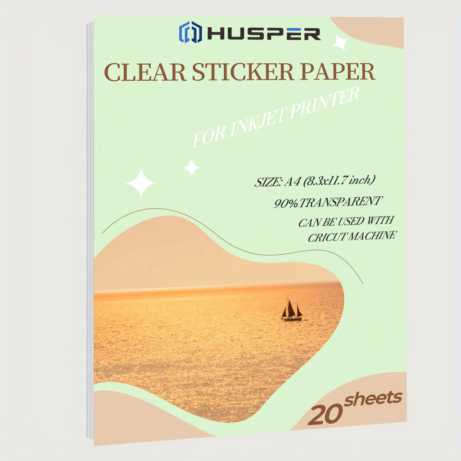 HUSPER 8,3 × 11,7 дюйма, 20 листов, виниловая наклейка для печати, прозрачная, не водонепроницаемая бумага для наклеек для струйного принтера
HUSPER 8,3 × 11,7 дюйма, 20 листов, виниловая наклейка для печати, прозрачная, не водонепроницаемая бумага для наклеек для струйного принтера