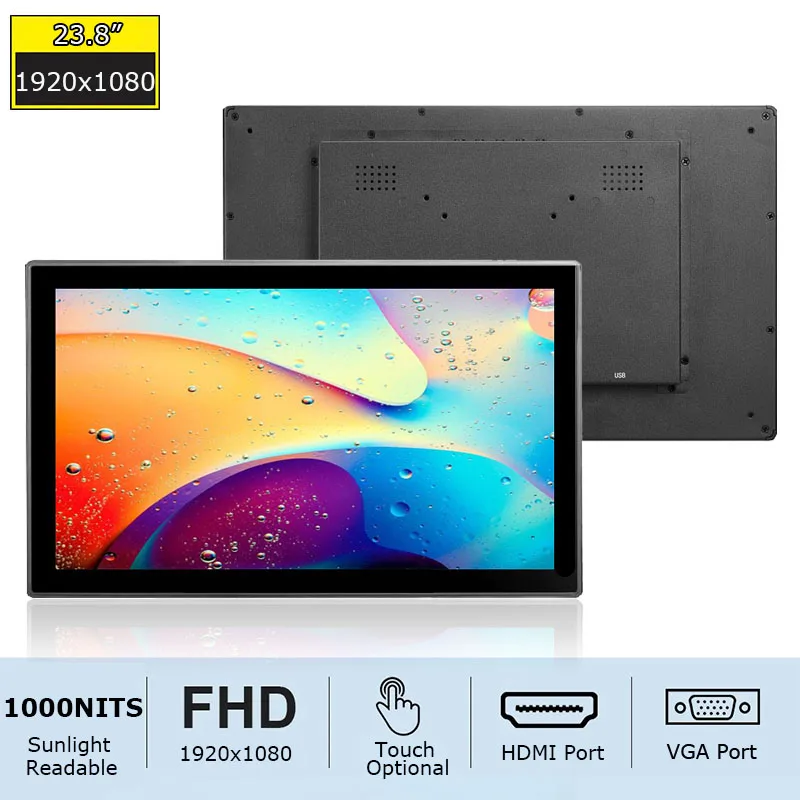 23.8 Inch 1000 Nits HD 1920X1080 Touch Screen Industrial Monitor VGA HDMI USB Interface
23.8 Inch 1000 Nits HD 1920X1080 Touch Screen Industrial Monitor VGA HDMI USB Interface