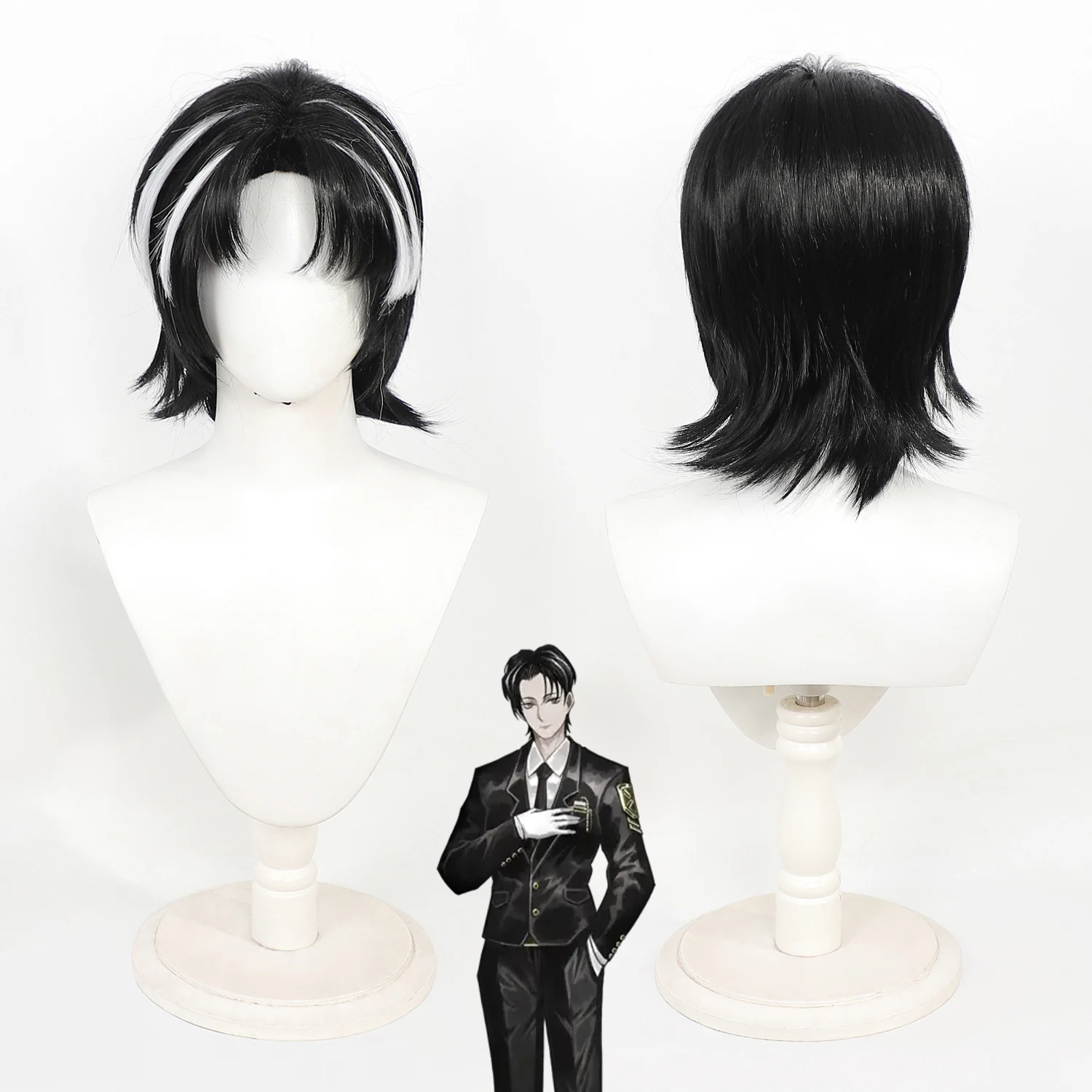 Men Short Wolf‑Tail Mullet Wig For Limbus Company Rien Black‑White Streak Synthetic Hair For Cosplay Halloween Costume Even
Men Short Wolf‑Tail Mullet Wig For Limbus Company Rien Black‑White Streak Synthetic Hair For Cosplay Halloween Costume Even