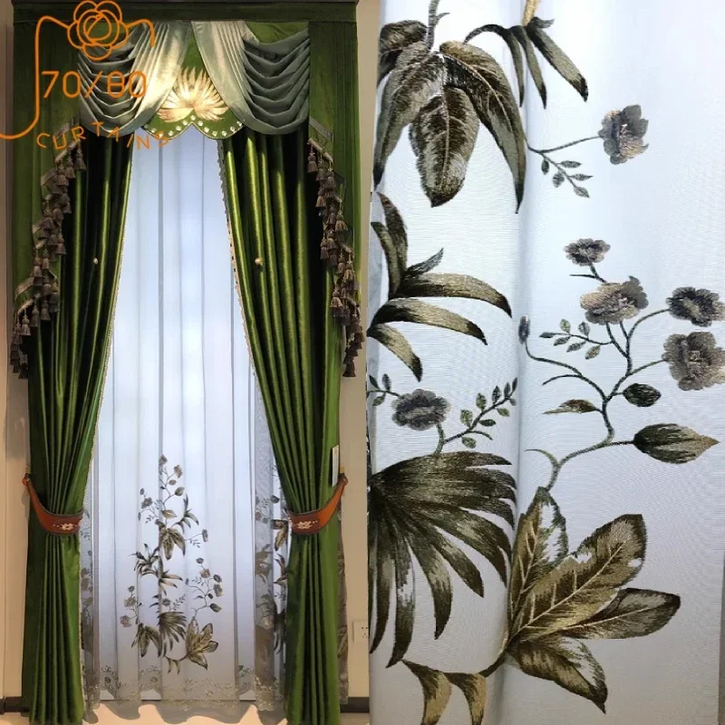 American Retro Green High-grade Embroidery Window Screen Velvet Curtains for Living Room Bedroom French Window Villa Valance
American Retro Green High-grade Embroidery Window Screen Velvet Curtains for Living Room Bedroom French Window Villa Valance