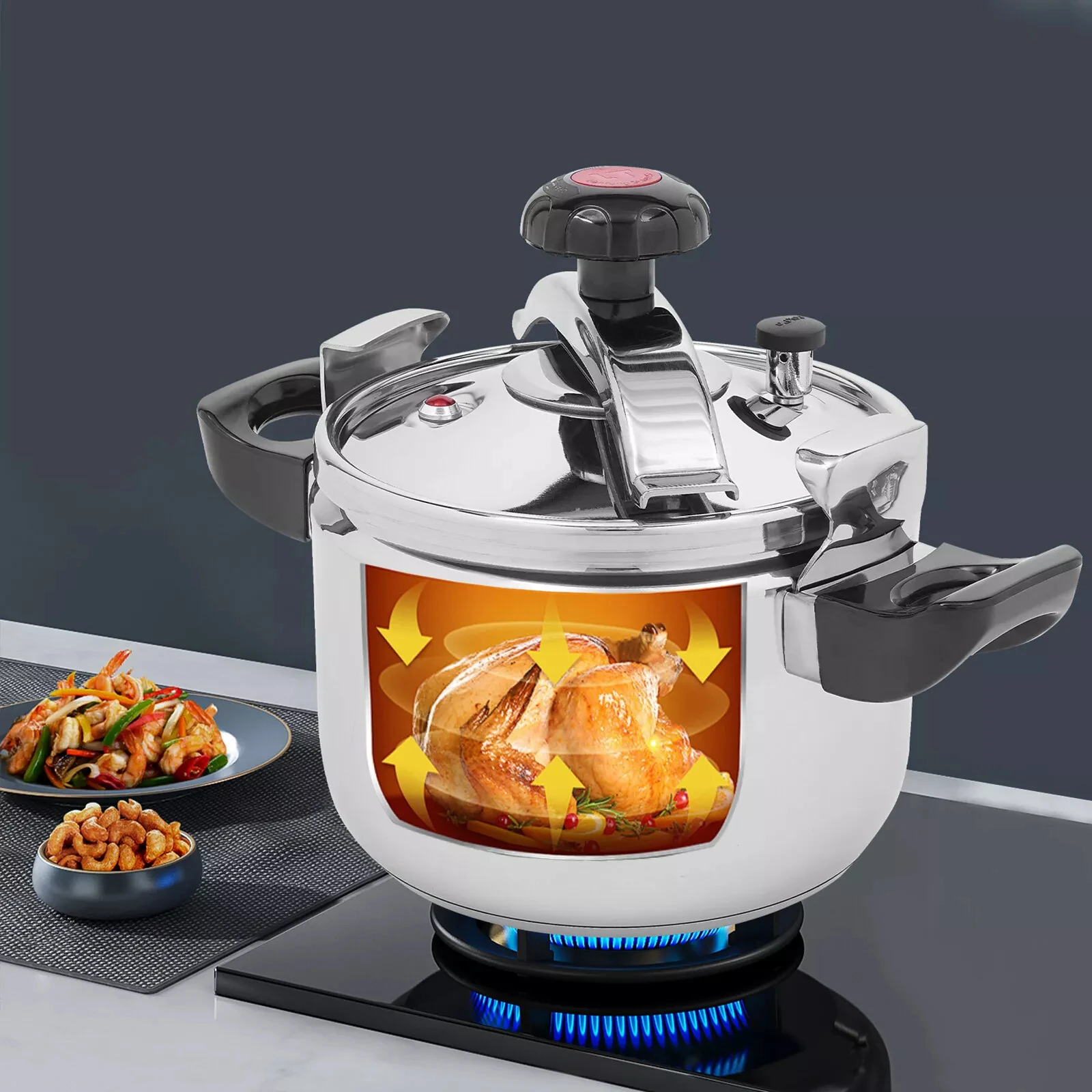 Кастрюля высокого давления из нержавеющей стали 7L-кастрюля 60 кПа, кухонная посуда 6,35 Qt
Кастрюля высокого давления из нержавеющей стали 7L-кастрюля 60 кПа, кухонная посуда 6,35 Qt