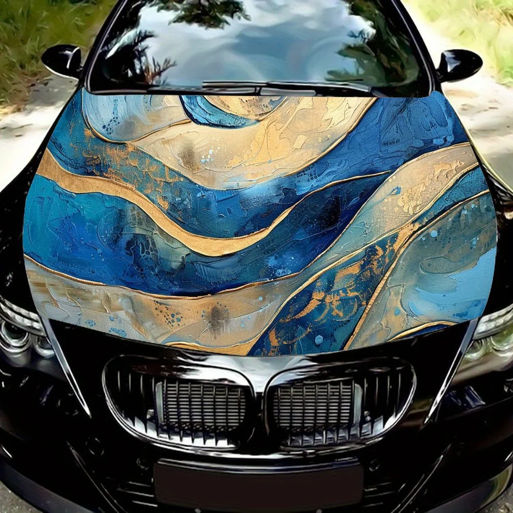 Vivid Blue and Gold Lines Wave Car Hood Vinyl Wraps Sticker, Car Engine Decal, Waterproof Self-adhesive Car Packaging Cover, Uni
Vivid Blue and Gold Lines Wave Car Hood Vinyl Wraps Sticker, Car Engine Decal, Waterproof Self-adhesive Car Packaging Cover, Uni