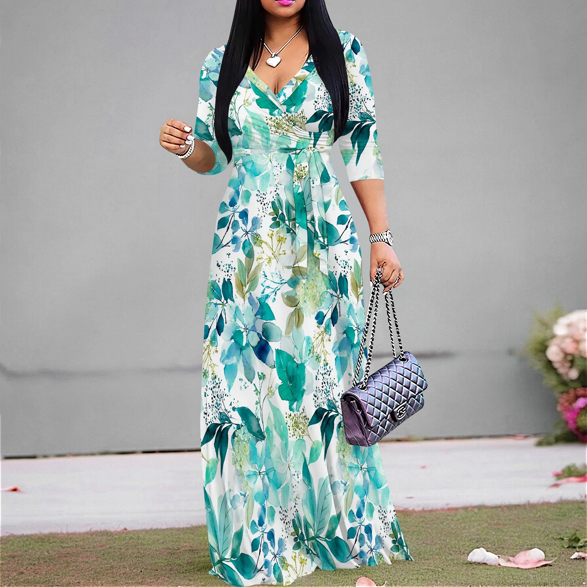 Floral Print Maxi Dress Women's V-Neck S-3XL Casual or Beach Dress 2025 New Arrival
Floral Print Maxi Dress Women's V-Neck S-3XL Casual or Beach Dress 2025 New Arrival