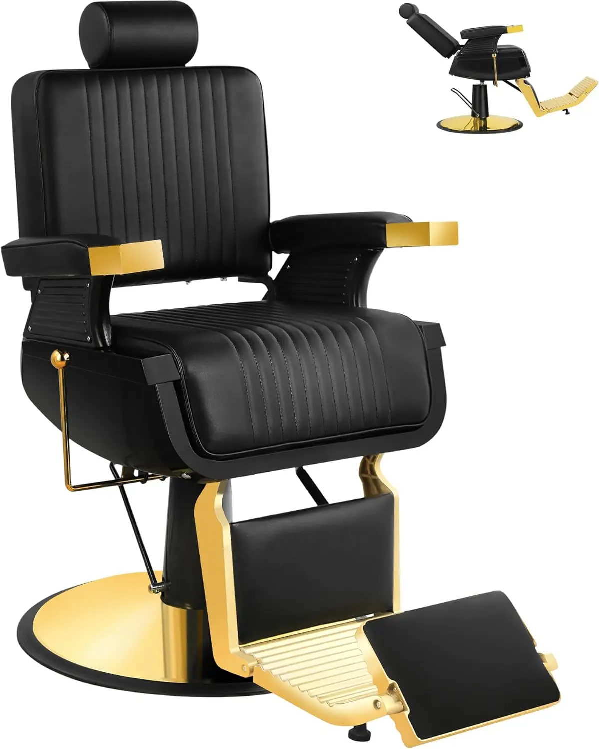 Barber Chairs for Barbershop Reclining, Black Gold Professional Hydraulic Salon Chair, All Purpose Beauty Tattoo Armchair
Barber Chairs for Barbershop Reclining, Black Gold Professional Hydraulic Salon Chair, All Purpose Beauty Tattoo Armchair