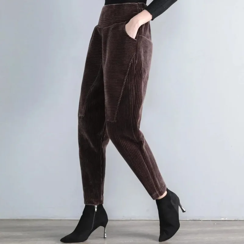 Corduroy Harem Pants Women Loose High Waist Autumn Winter Strip Velvet Thicken Lantern Femme Fashion Solid Color Casual Trousers
Corduroy Harem Pants Women Loose High Waist Autumn Winter Strip Velvet Thicken Lantern Femme Fashion Solid Color Casual Trousers
