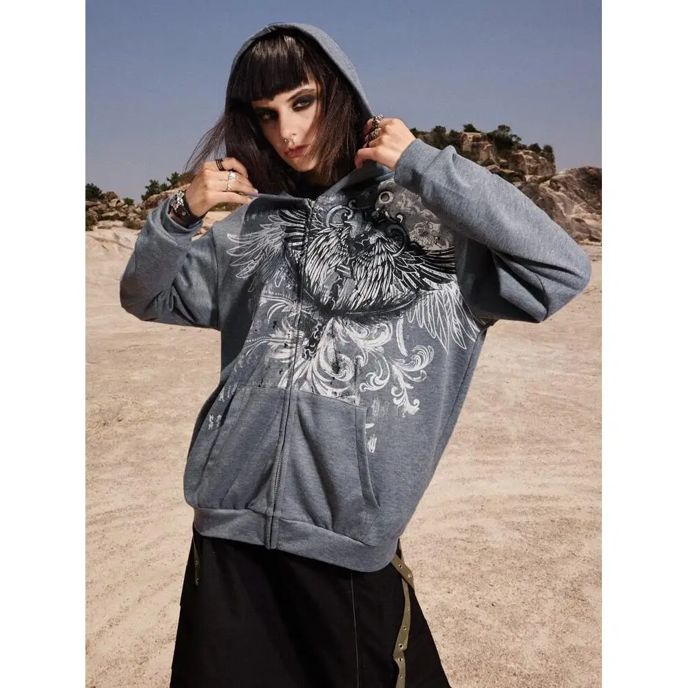 Женский кардиган с капюшоном на молнии с принтом орла, свободного кроя, из полиэстера, повседневная верхняя одежда для женщин, осенний сезон
Женский кардиган с капюшоном на молнии с принтом орла, свободного кроя, из полиэстера, повседневная верхняя одежда для женщин, осенний сезон