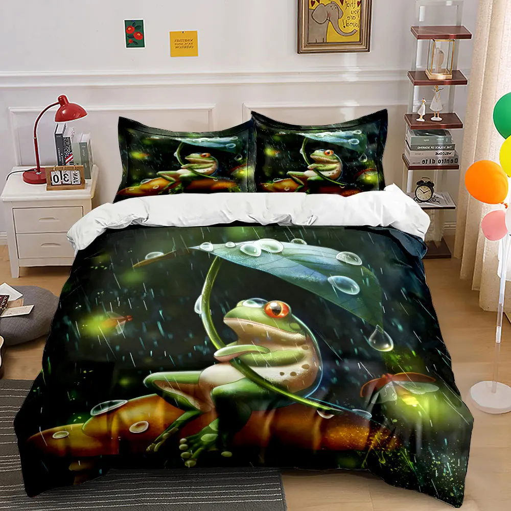 Frog Sheltering With Leaf Print Bedding Set 1 Duvet Cover 2 Pillowcases for Adult and Children Luxury Gift Full Size
Frog Sheltering With Leaf Print Bedding Set 1 Duvet Cover 2 Pillowcases for Adult and Children Luxury Gift Full Size