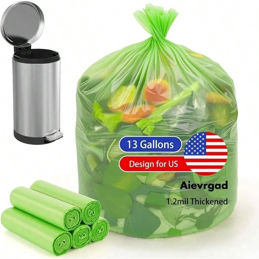 13 - Gallon Compostable Trash Bags: 50 Count Garbage Bags Tall Kitchen Trash Can Liner, 1.26 Mil Thick Unscented, Tear Leak Pro
13 - Gallon Compostable Trash Bags: 50 Count Garbage Bags Tall Kitchen Trash Can Liner, 1.26 Mil Thick Unscented, Tear Leak Pro