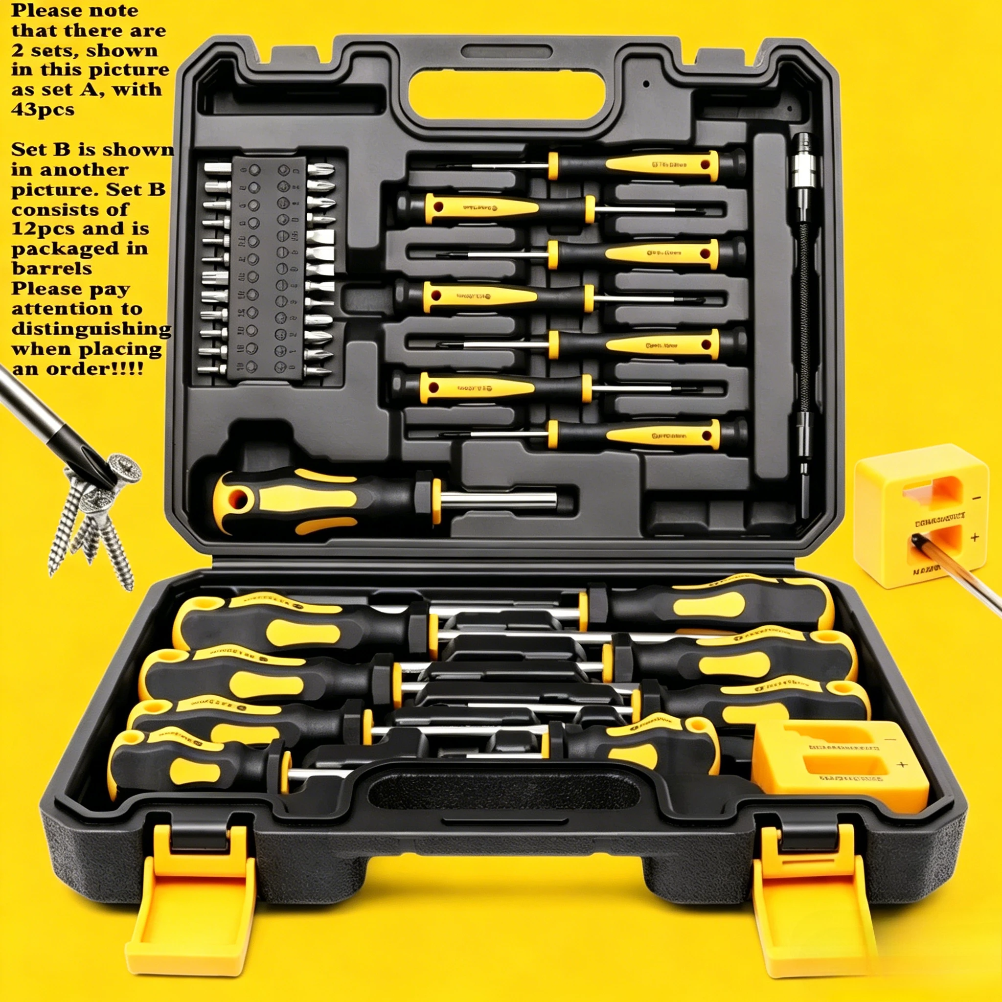Multifunctional Magnetic Head Screwdriver Kit Slotted Phillips Hex Torx Screwdriver Bits for Household Daily Repair Maintenance
Multifunctional Magnetic Head Screwdriver Kit Slotted Phillips Hex Torx Screwdriver Bits for Household Daily Repair Maintenance
