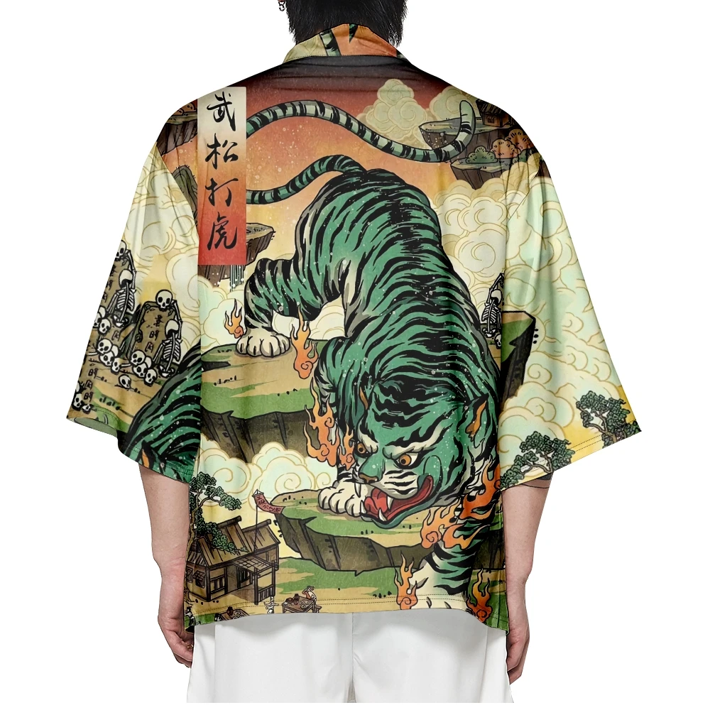 Japanese Haori Yukata Samurai Clothing Summer Men Beach Kimono Chinese Style Tiger Print Cardigan Shirt Blouse Cosplay
Japanese Haori Yukata Samurai Clothing Summer Men Beach Kimono Chinese Style Tiger Print Cardigan Shirt Blouse Cosplay