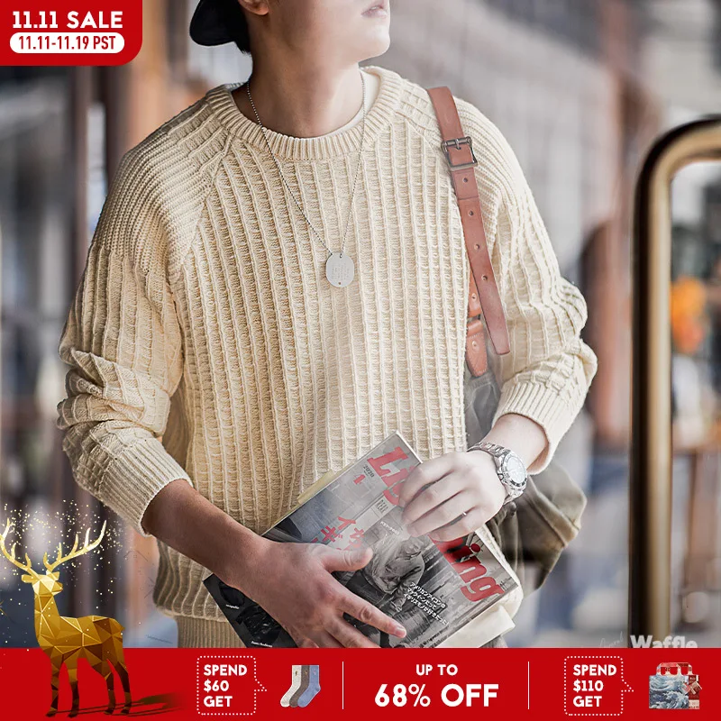 Maden Autumn Waffle Round Neck Knit Sweaters Casual Warm Solid Pullover Classic Fashion Loose Jumper for Men Tops Clothing
Maden Autumn Waffle Round Neck Knit Sweaters Casual Warm Solid Pullover Classic Fashion Loose Jumper for Men Tops Clothing