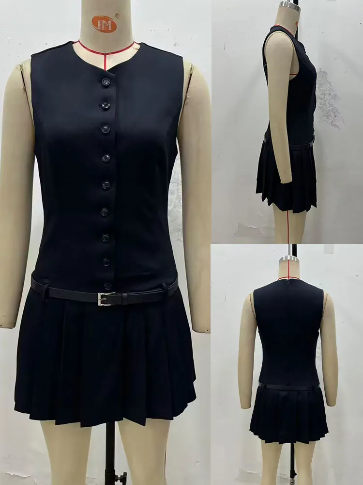 HH Women Summer New Fashion V-neck Belt Buckle Low Waist Pleated Suit Dress Female Elegant Sexy Single-breasted Slim Party Dress
HH Women Summer New Fashion V-neck Belt Buckle Low Waist Pleated Suit Dress Female Elegant Sexy Single-breasted Slim Party Dress