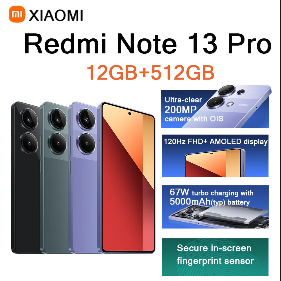 Redmi Note 13 Pro 6.67" 120Hz Display 12GB+512GB 200MP Main Cam 5000mAh Type-C 4G EU/US Dual SIM Unlocked Smartphone
Redmi Note 13 Pro 6.67" 120Hz Display 12GB+512GB 200MP Main Cam 5000mAh Type-C 4G EU/US Dual SIM Unlocked Smartphone