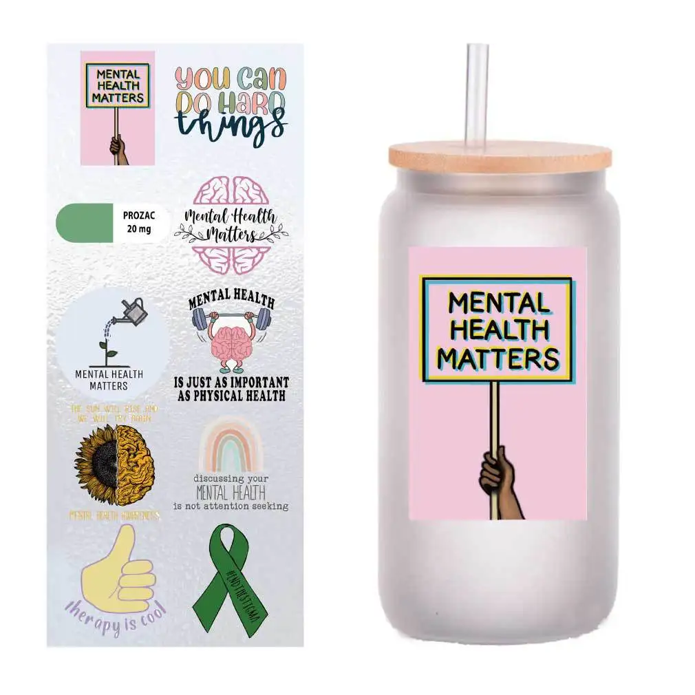 10 pieces/pack cartoon love mental health UV transfer stickers Crystal label Cup stickers customized four inches
10 pieces/pack cartoon love mental health UV transfer stickers Crystal label Cup stickers customized four inches