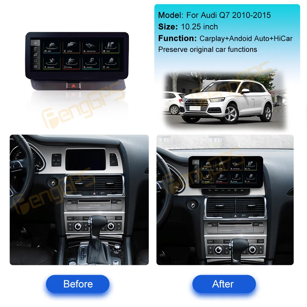 10.25 Inch Linux CarPlay Car Radio For Audi Q7 2010-2015 Touch Screen Multimedia Player GPS Navigation Head Unit DSP Auto
10.25 Inch Linux CarPlay Car Radio For Audi Q7 2010-2015 Touch Screen Multimedia Player GPS Navigation Head Unit DSP Auto