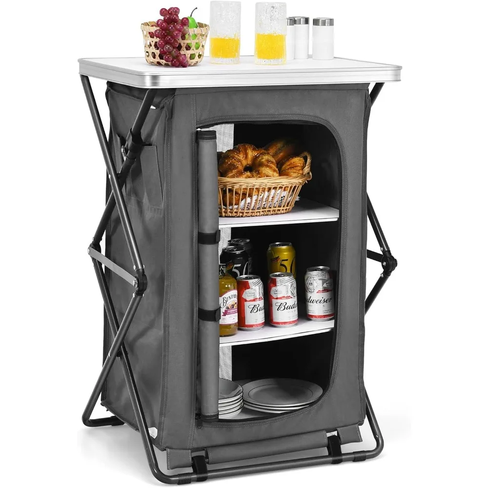 Folding Camping Storage Cabinet with 3 Shelves and Carry Bag, Portable Outdoor Camping Organizer Kitchen Table, Quick Set-up fo
Folding Camping Storage Cabinet with 3 Shelves and Carry Bag, Portable Outdoor Camping Organizer Kitchen Table, Quick Set-up fo