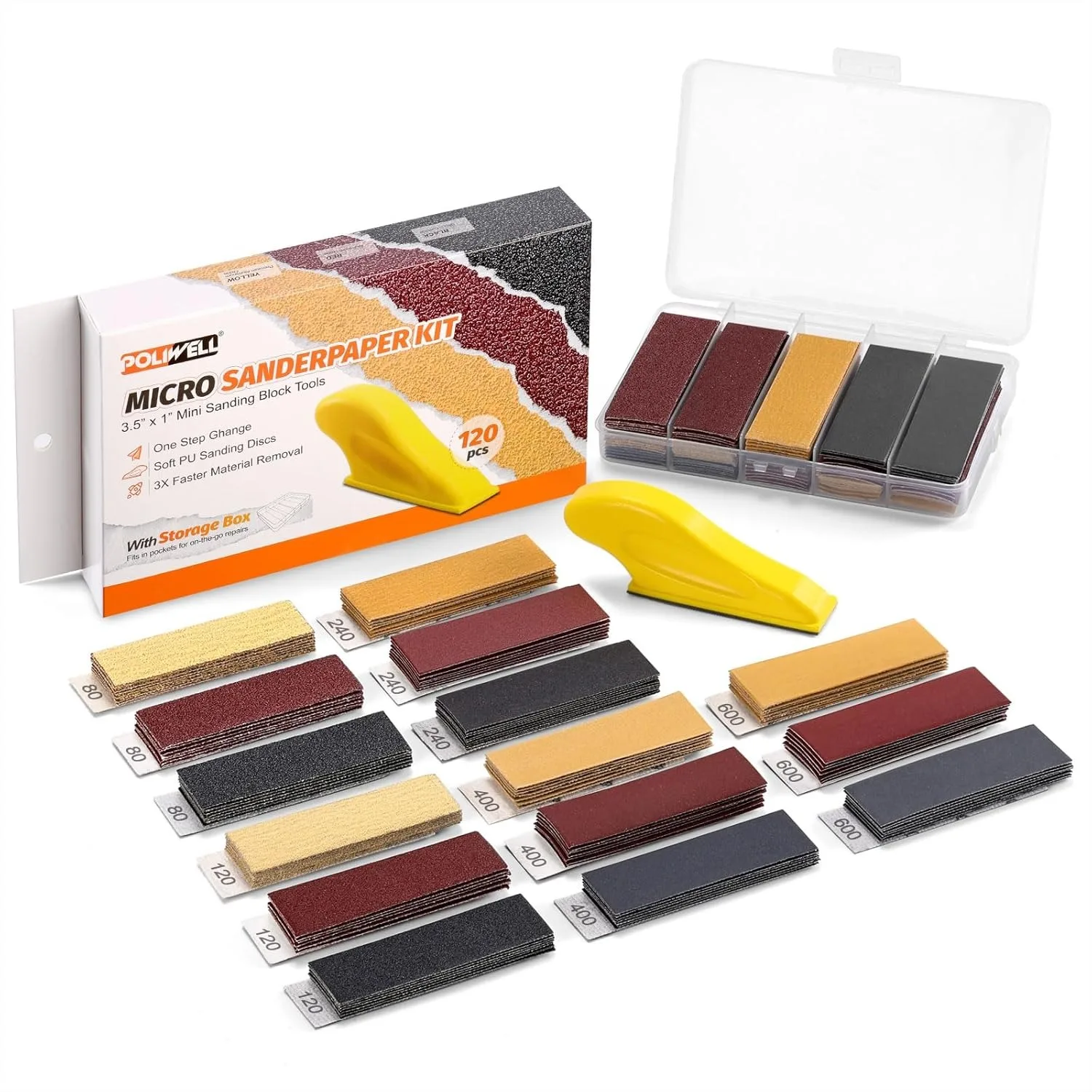 Micro Detail Sander Paper Kit with Storage Box, 120pcs Assortment Pack for Wood Tight Spaces, Handy Sanding Block for Small
Micro Detail Sander Paper Kit with Storage Box, 120pcs Assortment Pack for Wood Tight Spaces, Handy Sanding Block for Small