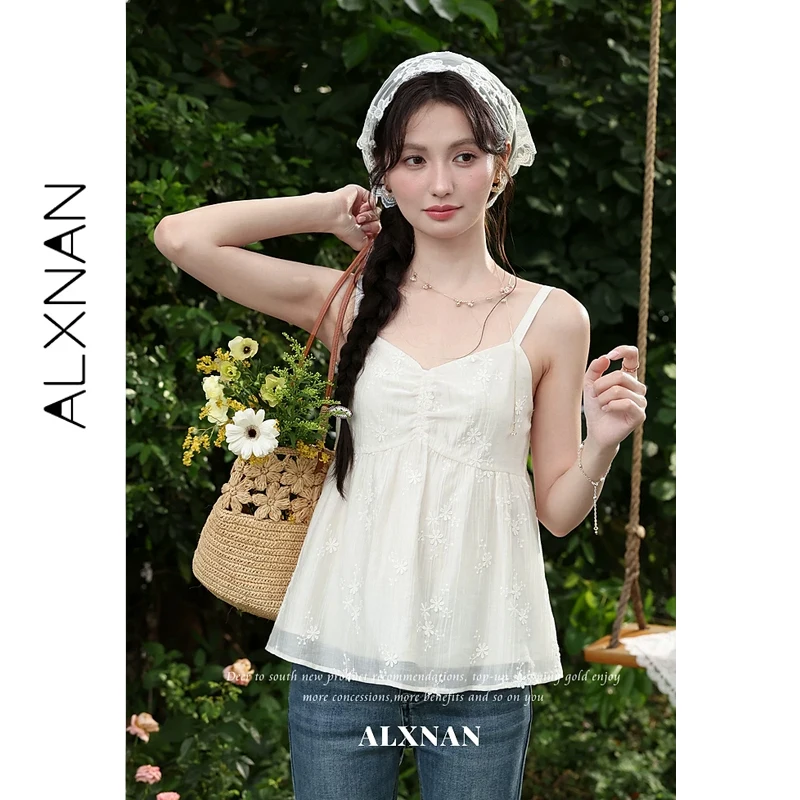 ALXNAN Women's Camisole Summer Floral Embroidery Camisole Gathered Waist V-neck Tops Elegant Summer Fashion Lace Camis L65111
ALXNAN Women's Camisole Summer Floral Embroidery Camisole Gathered Waist V-neck Tops Elegant Summer Fashion Lace Camis L65111