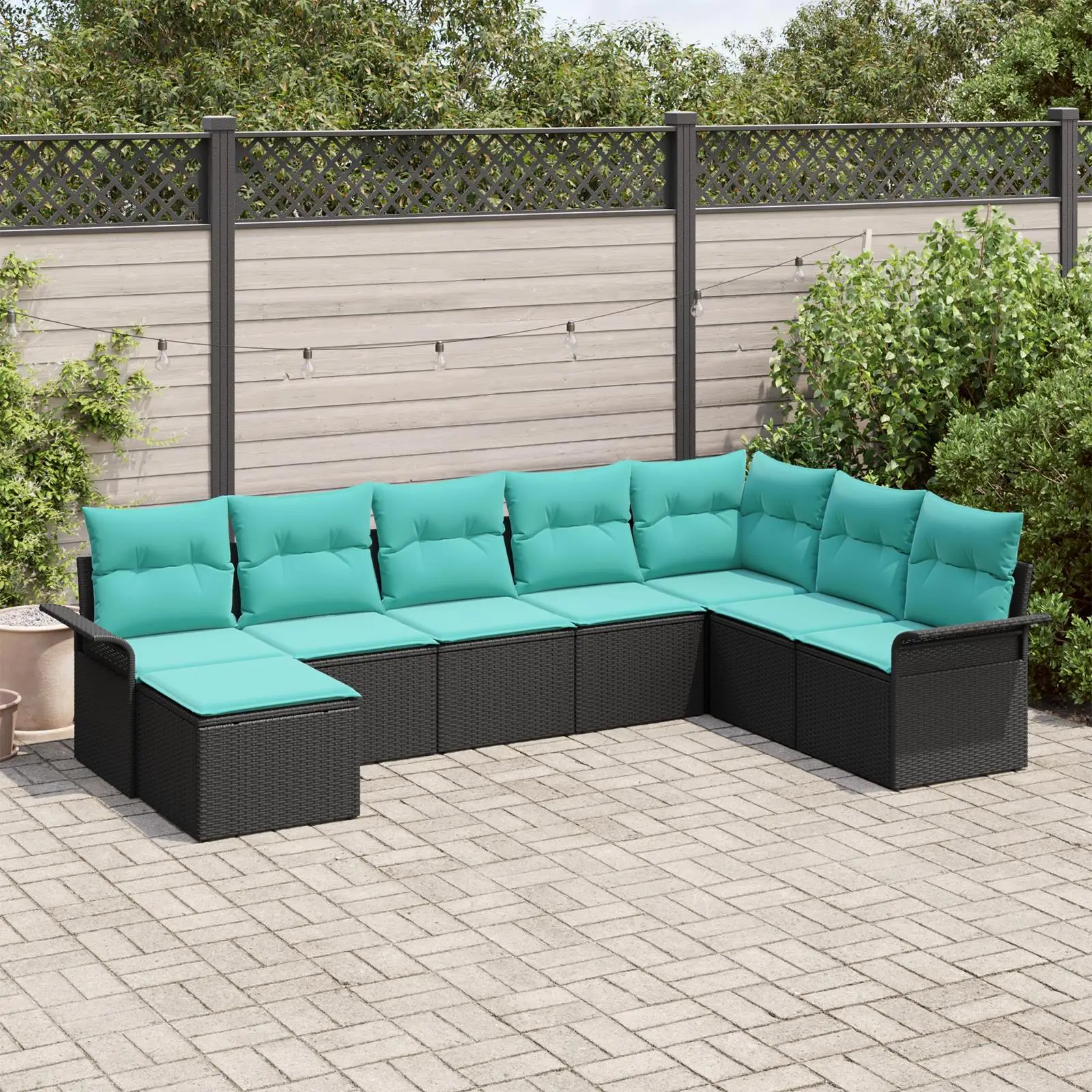 Luxurious 9 Piece Black Poly Rattan Garden Sofa Set with Soft Cushions for Outdoor Patio Use
Luxurious 9 Piece Black Poly Rattan Garden Sofa Set with Soft Cushions for Outdoor Patio Use