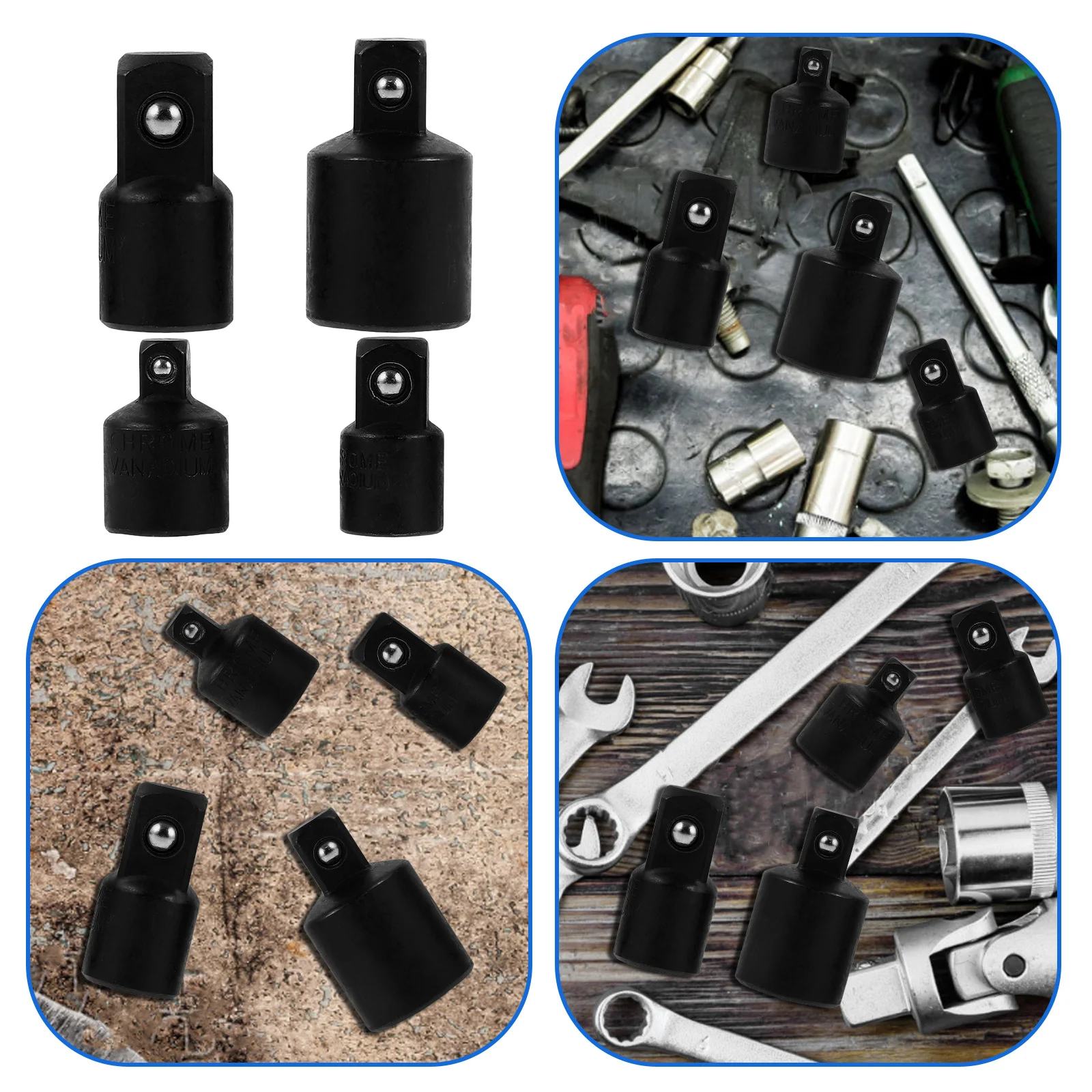 4pcs Variable Diameter Sockets 1/4-3/8-1/2 Conversion Adapter Vanadium Steel Impact Swivel Tool Set Mechanics
4pcs Variable Diameter Sockets 1/4-3/8-1/2 Conversion Adapter Vanadium Steel Impact Swivel Tool Set Mechanics