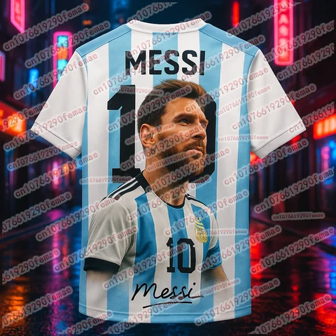 Summer Trend: Messi Fashion 3D Printing Fan Commemorative Football Jersey, Daily Breathable Sweat Wicking T-shirt