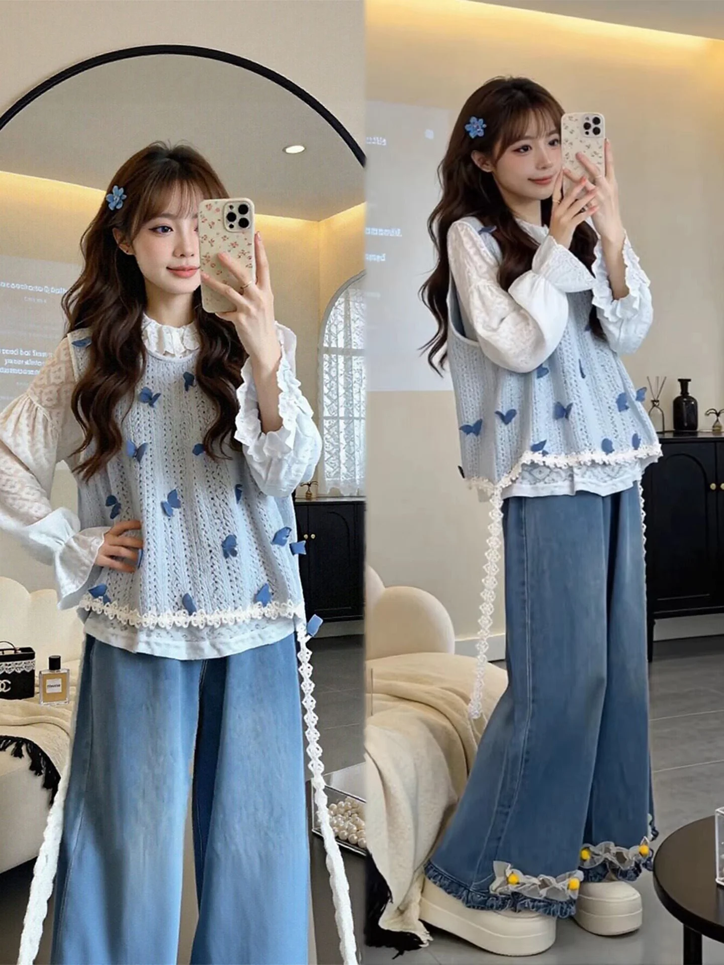 Spring Fashion plus Size Three-Piece Set Vest over Shirt Denim Jeans Anti-Aging Popular Casual Style Women's Ensemble
Spring Fashion plus Size Three-Piece Set Vest over Shirt Denim Jeans Anti-Aging Popular Casual Style Women's Ensemble