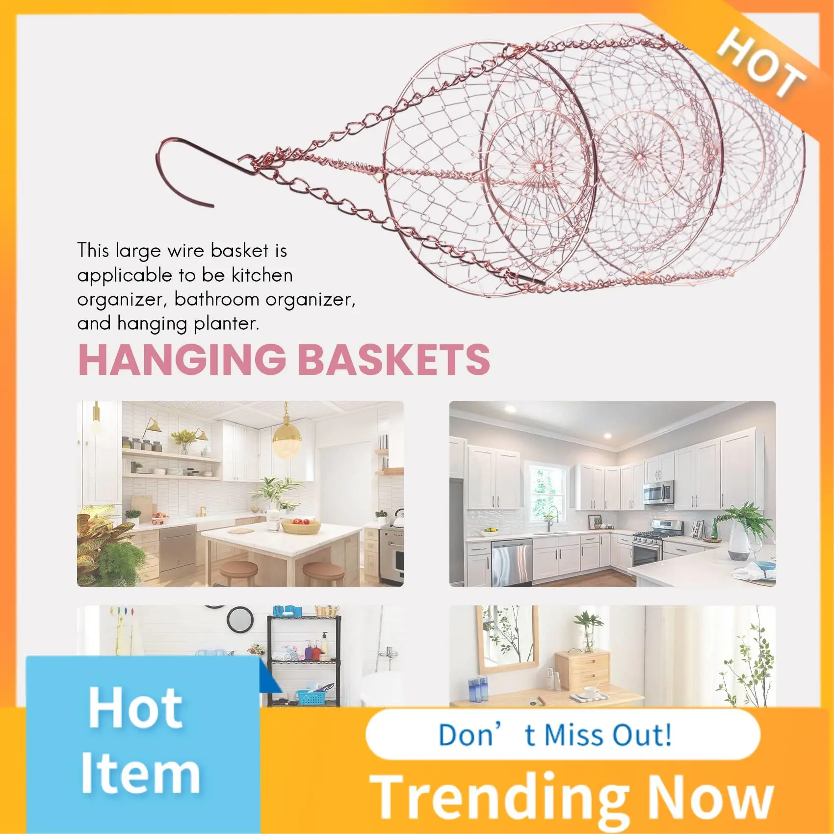 ABNL 3 Tier Fruit Basket, Vegetable Kitchen Storage Basket Chain Hanging Space Saving Fruits, Plants Storage Basket
ABNL 3 Tier Fruit Basket, Vegetable Kitchen Storage Basket Chain Hanging Space Saving Fruits, Plants Storage Basket