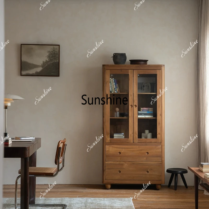 Retro double door display cabinet solid wood storage locker living room wine cabinet
Retro double door display cabinet solid wood storage locker living room wine cabinet