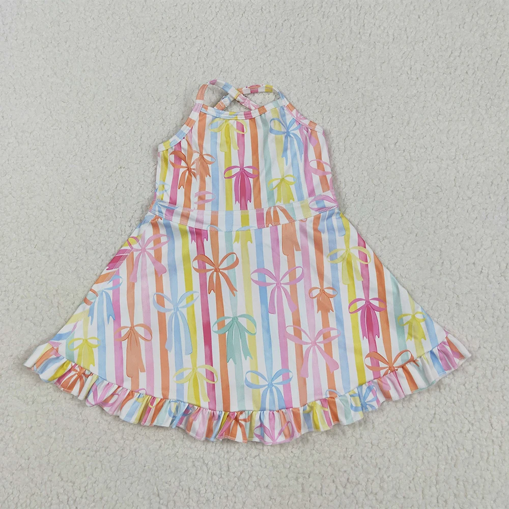 Baby Girls Knee-Length Ruffle Dress Colorful Stripe Bows Strap Yoga Athletic Dress for Kids
Baby Girls Knee-Length Ruffle Dress Colorful Stripe Bows Strap Yoga Athletic Dress for Kids