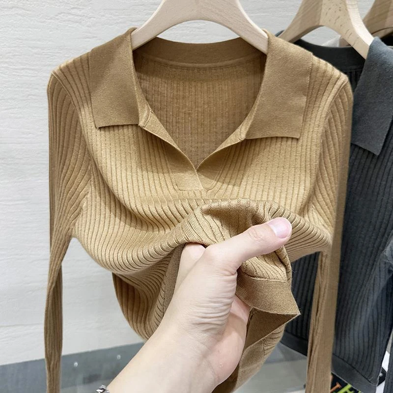 Polo Neck Autumn Winter Solid All Match Elastic Sweater Bottoming Top Women Korean Fashion Knitted Sweaters Women's Pullover
Polo Neck Autumn Winter Solid All Match Elastic Sweater Bottoming Top Women Korean Fashion Knitted Sweaters Women's Pullover