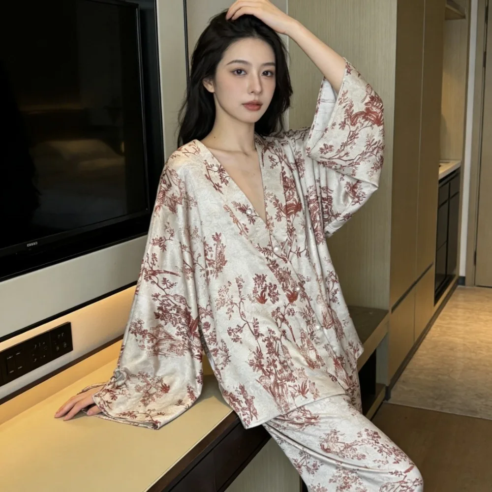 Sexy Nightwear Pijama Women's Pajamas Set 2026 New Spring Autumn Floral Home Suit For Women Night Clothes Two-Piece Ladies Set
Sexy Nightwear Pijama Women's Pajamas Set 2026 New Spring Autumn Floral Home Suit For Women Night Clothes Two-Piece Ladies Set