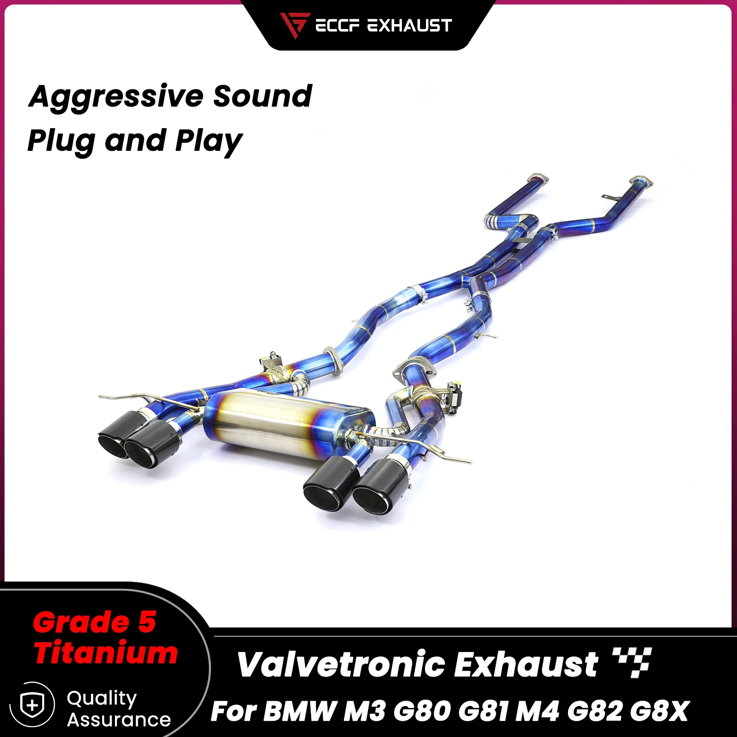 Sporty Valvetronic Exhaust ECCF TItanium Catback Exhaust for BMW M3 G80 G81 M4 G82 G8X Aggressive Sound Easy Installation
Sporty Valvetronic Exhaust ECCF TItanium Catback Exhaust for BMW M3 G80 G81 M4 G82 G8X Aggressive Sound Easy Installation