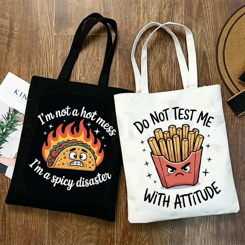 Fun Taco French Fries "I'm Not A Hot Mess I'm A Spicy Disaster" Print Women's Handbags Fashion Humor Sarcasm Casual Shoulder Bag
Fun Taco French Fries "I'm Not A Hot Mess I'm A Spicy Disaster" Print Women's Handbags Fashion Humor Sarcasm Casual Shoulder Bag