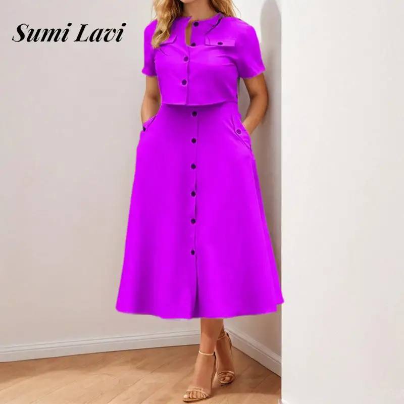 Women Casual Short Sleeve Solid Commuter 2Pc Suits Elegant Single-breasted Pocket Sets Fashion O-neck Top & Long Skirts Outfits
Women Casual Short Sleeve Solid Commuter 2Pc Suits Elegant Single-breasted Pocket Sets Fashion O-neck Top & Long Skirts Outfits