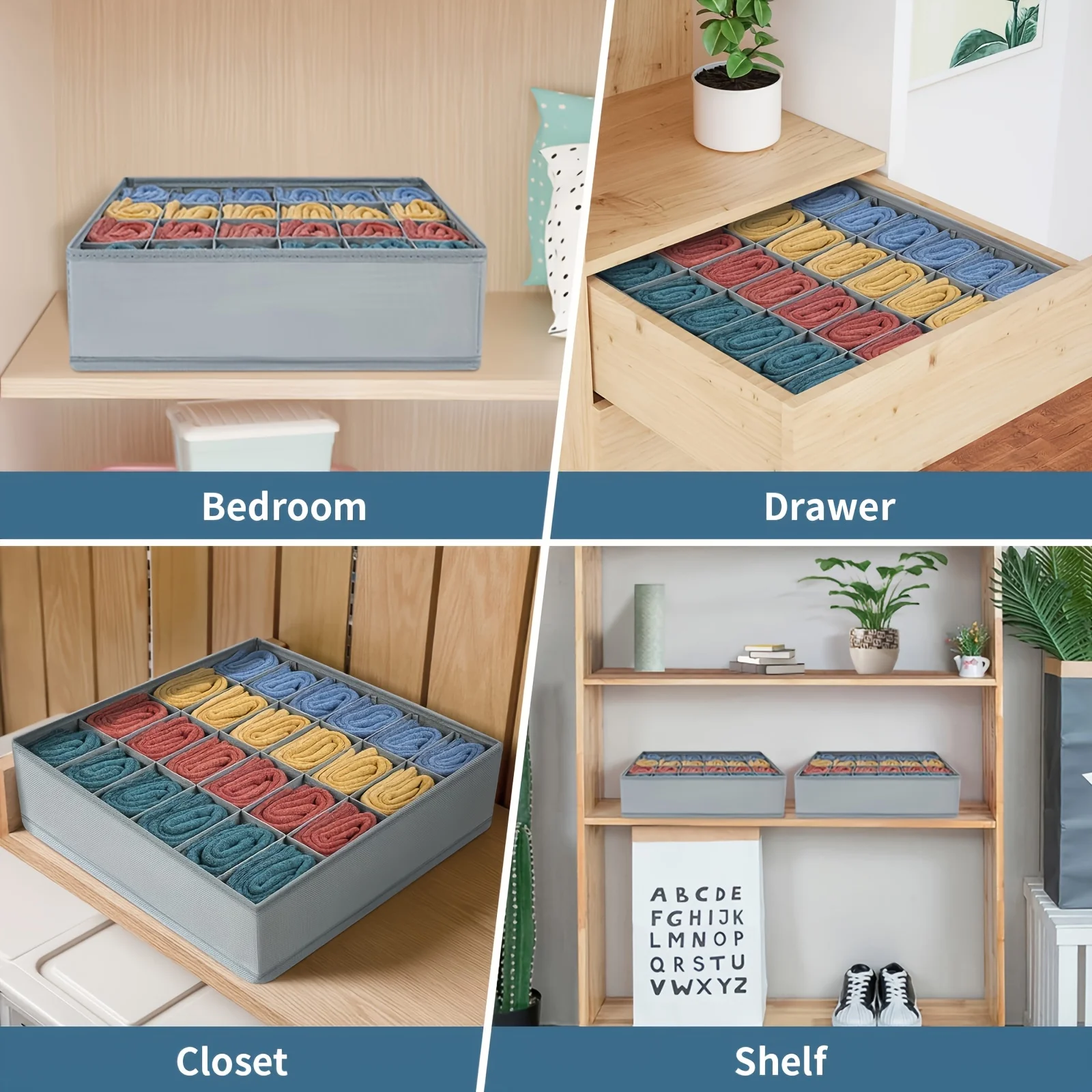 24-Compartment Fabric Drawer Organizer for Underwear, Socks, and Ties - Foldable Closet Storage Box with Tension Mount
24-Compartment Fabric Drawer Organizer for Underwear, Socks, and Ties - Foldable Closet Storage Box with Tension Mount