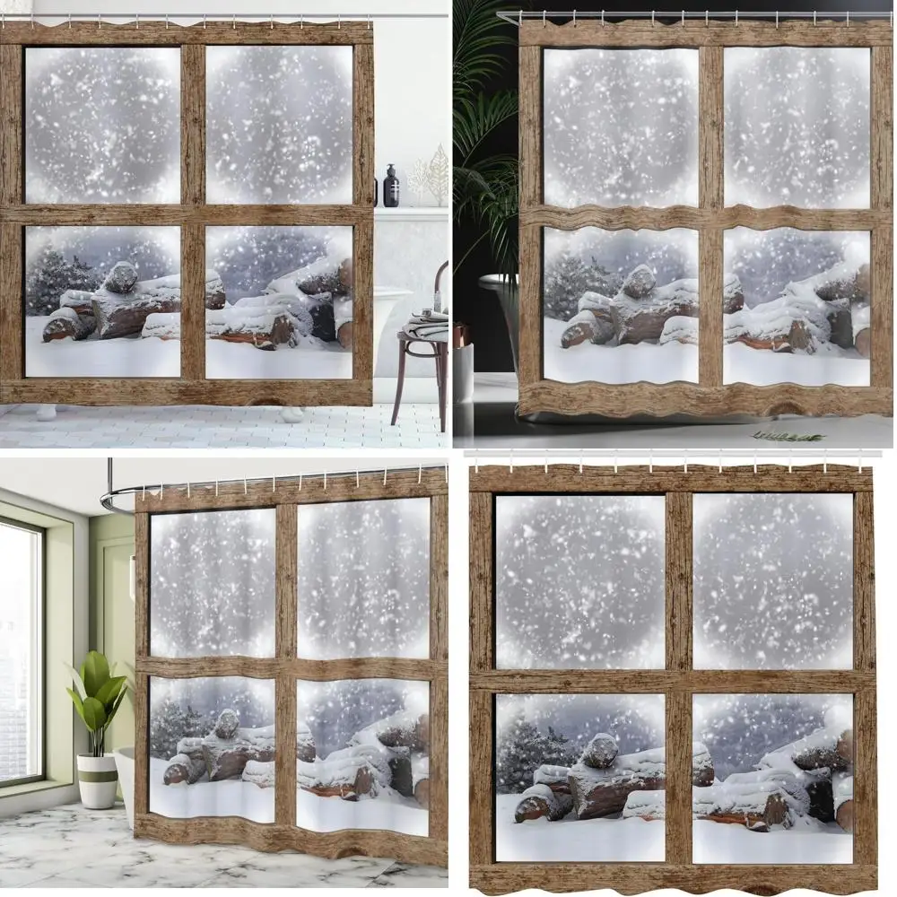 Занавеска для душа с зимней сценой: вид снежной горной кабины на уютный рождественский день
Занавеска для душа с зимней сценой: вид снежной горной кабины на уютный рождественский день