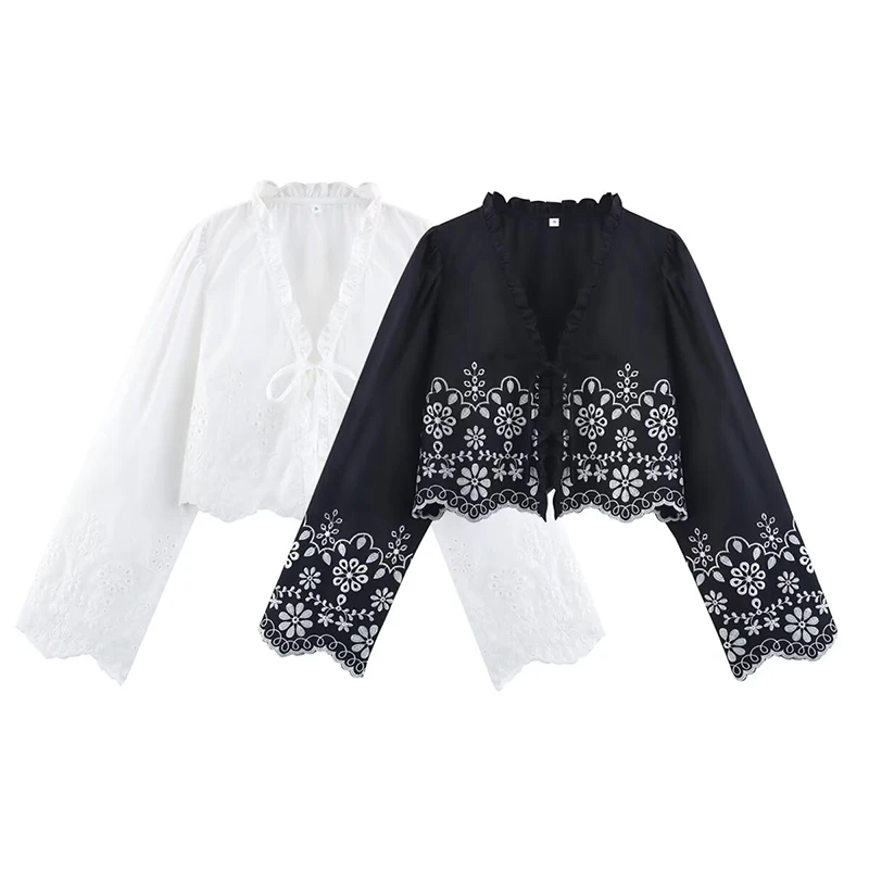RAFZNB Women Fashion Embroidery Short Shirts Summer V-Neck Long Sleeve Casual Shirts Female Blouses Tops
RAFZNB Women Fashion Embroidery Short Shirts Summer V-Neck Long Sleeve Casual Shirts Female Blouses Tops