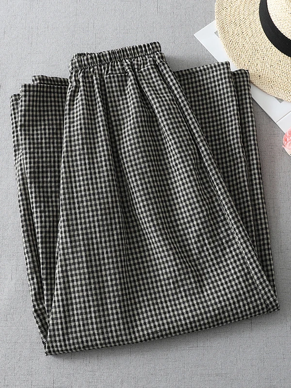 Retro Plaid Wide Leg Pants Loose Drapey Lazy Casual Nine Points Trousers plus Size Women's Fashion Comfortable Slimming
Retro Plaid Wide Leg Pants Loose Drapey Lazy Casual Nine Points Trousers plus Size Women's Fashion Comfortable Slimming