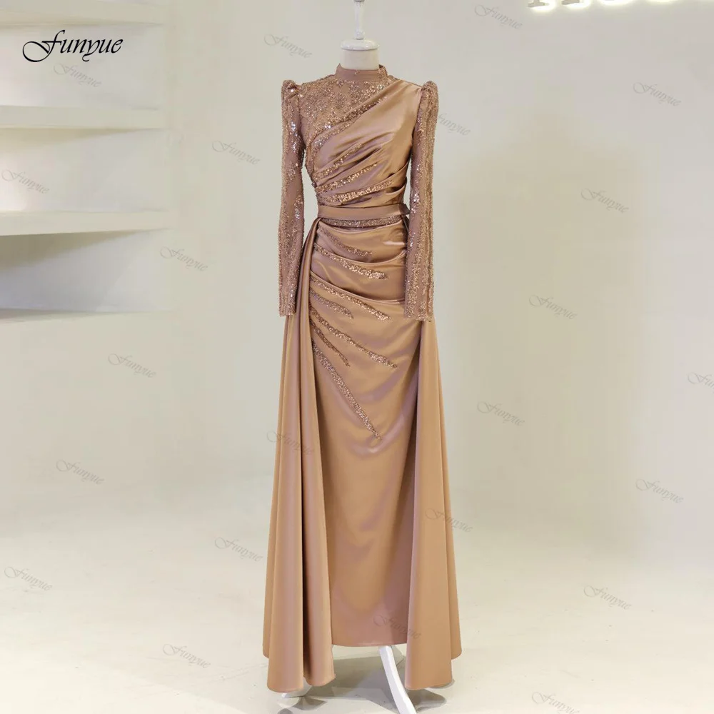 Funyue Customized Modest Evening Dress Satin Pleats Puff Long Sleeve Floor Length Prom Dresses Lace Beaded Arabia Party Gowns
Funyue Customized Modest Evening Dress Satin Pleats Puff Long Sleeve Floor Length Prom Dresses Lace Beaded Arabia Party Gowns