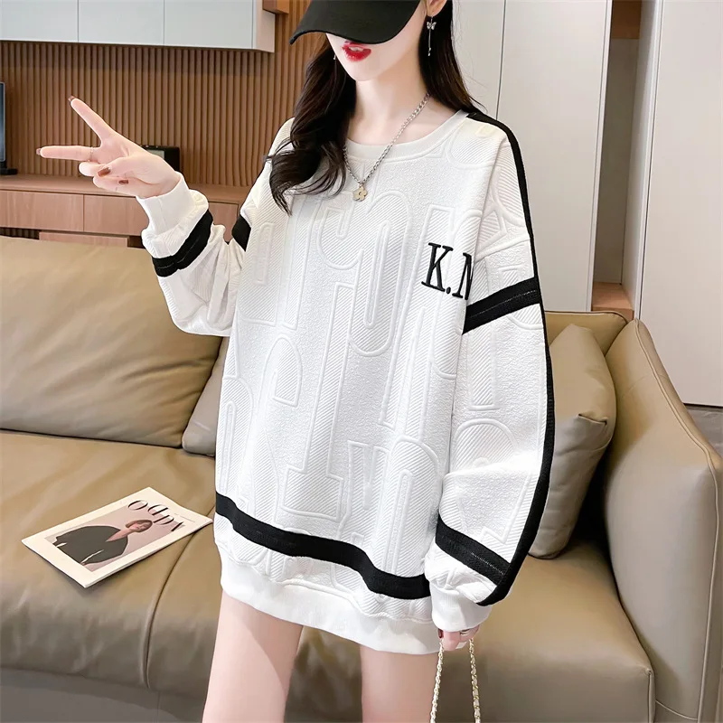 Streetwear Letter Print Pullover Sweatshirt Women Fashion Korean Jacquard Long Sleeve Sweatshirt Casual Loose O-neck Pull Tops
Streetwear Letter Print Pullover Sweatshirt Women Fashion Korean Jacquard Long Sleeve Sweatshirt Casual Loose O-neck Pull Tops