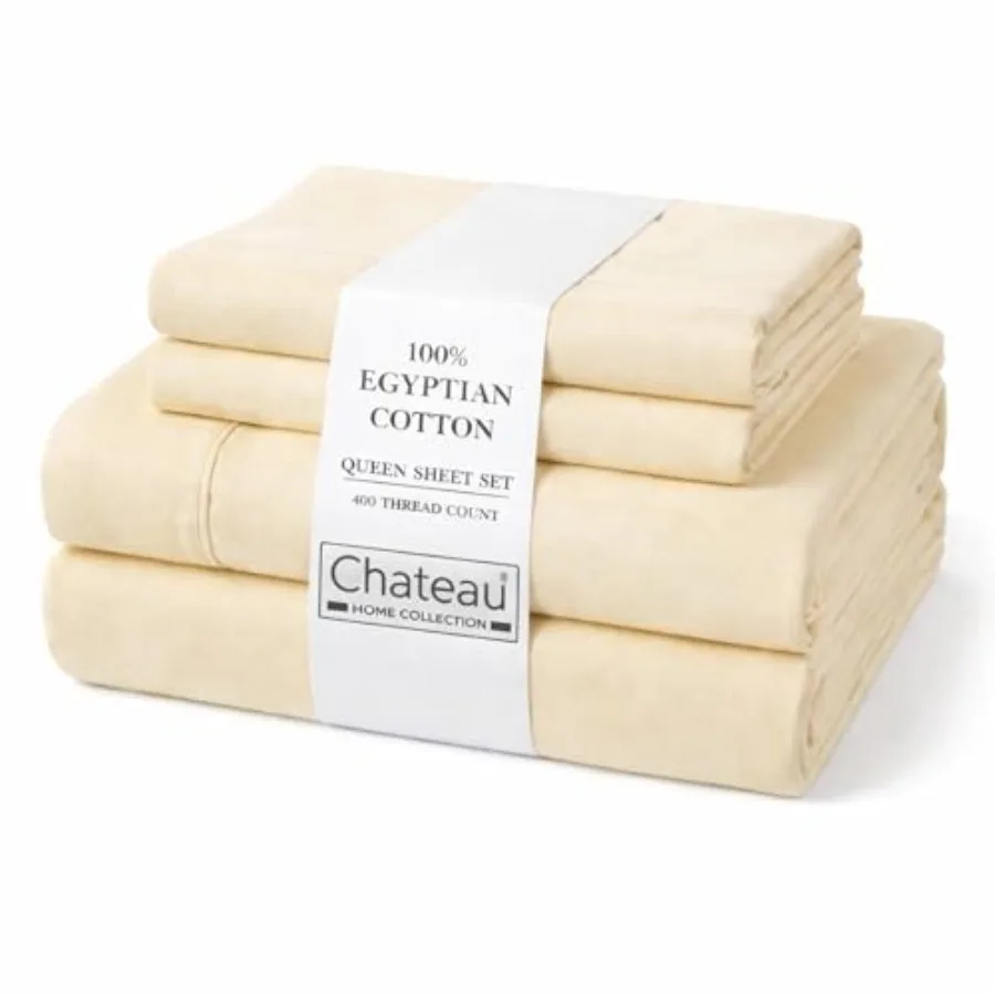 Egyptian Cotton Sheet Set 400 Thread Count Sateen Sheets Soft and Breathable Deep Pocket Fit 4-Piece Bedding Set Ivory
Egyptian Cotton Sheet Set 400 Thread Count Sateen Sheets Soft and Breathable Deep Pocket Fit 4-Piece Bedding Set Ivory