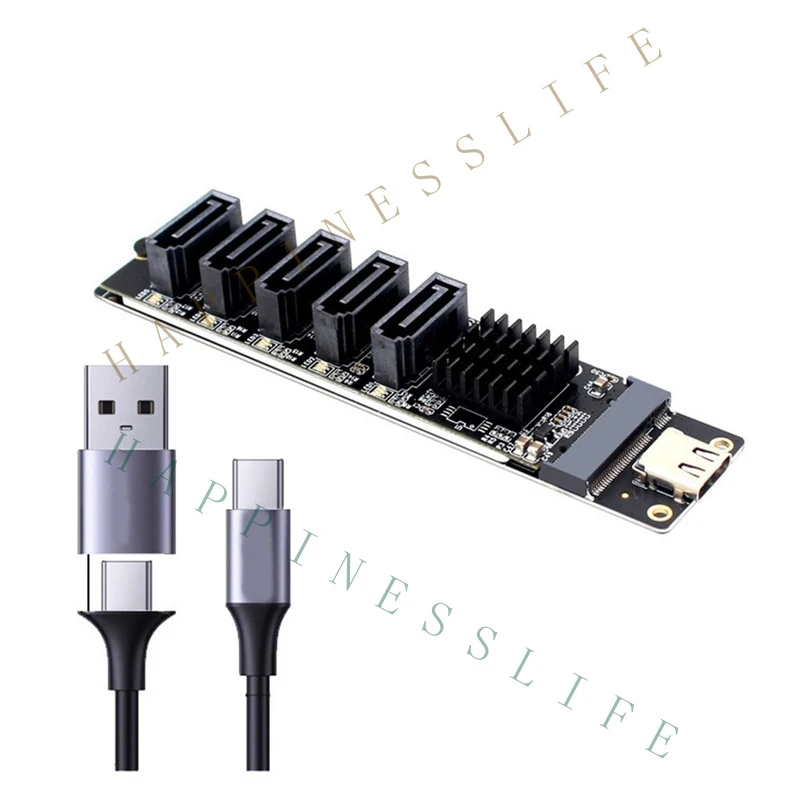 GR+ TYPE-C to SATA3.0 5 Ports Adapter Converter Card 6Gbps USB10G JM575+JMS5807608
GR+ TYPE-C to SATA3.0 5 Ports Adapter Converter Card 6Gbps USB10G JM575+JMS5807608