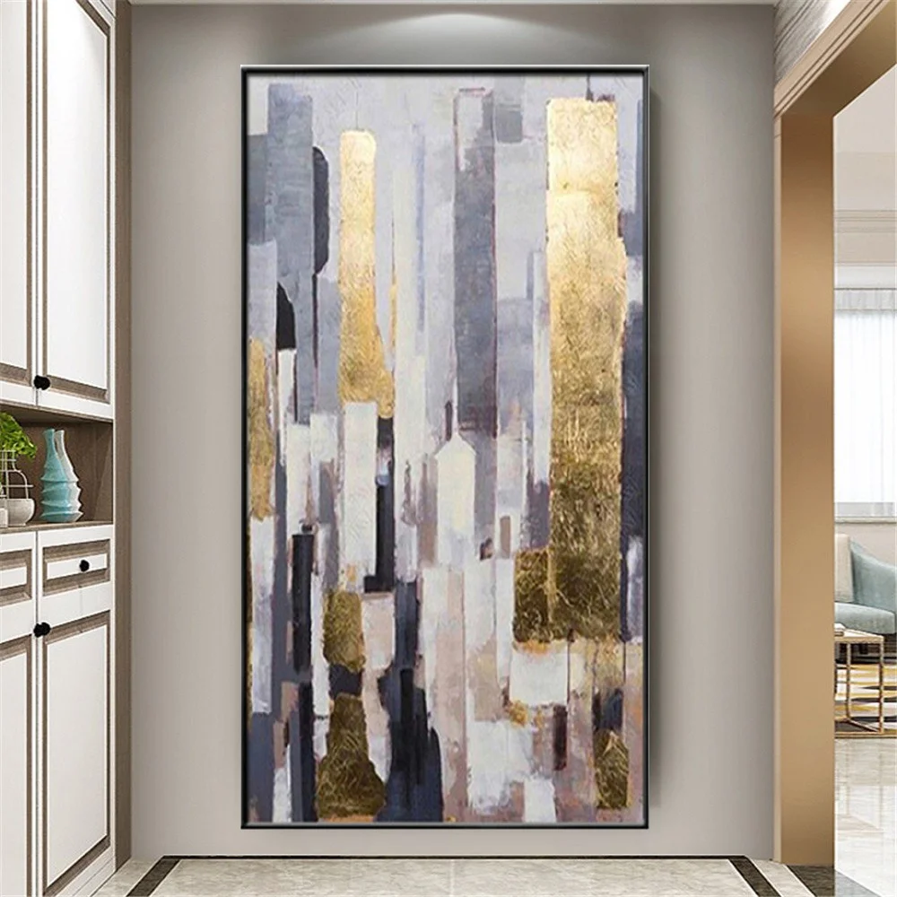 Bright Silver Oil Painting 100% Handmade Abstract City Canvas Paintings Gold Foil Texture Wall Art Pictures For Living Room Trim
Bright Silver Oil Painting 100% Handmade Abstract City Canvas Paintings Gold Foil Texture Wall Art Pictures For Living Room Trim